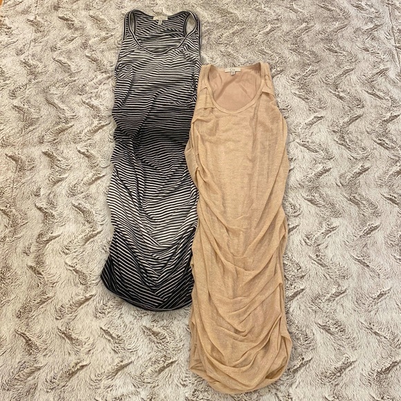 Clu Dresses & Skirts - Clu Dresses:  Black & White Striped and Gold Shimmer. 34” length. Rouged